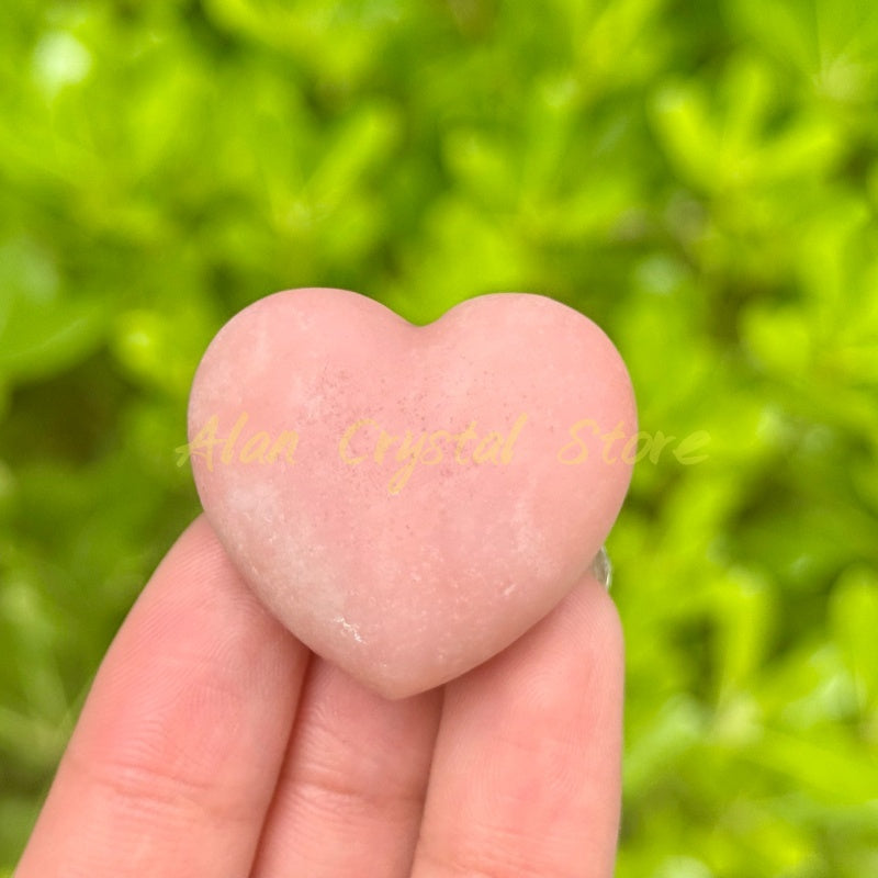 Natural Pink Opal Heart Carving.1PC
