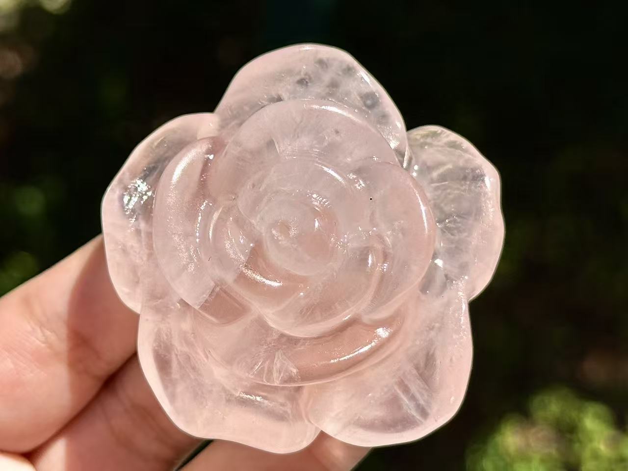 Natural Crystal quartz Hnad Carved Rose,gift for her 1PC