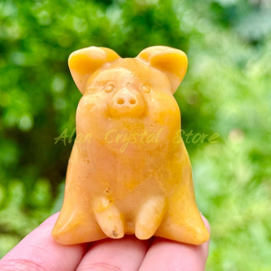 Natural Yellow Jade Pig Carving.1PC