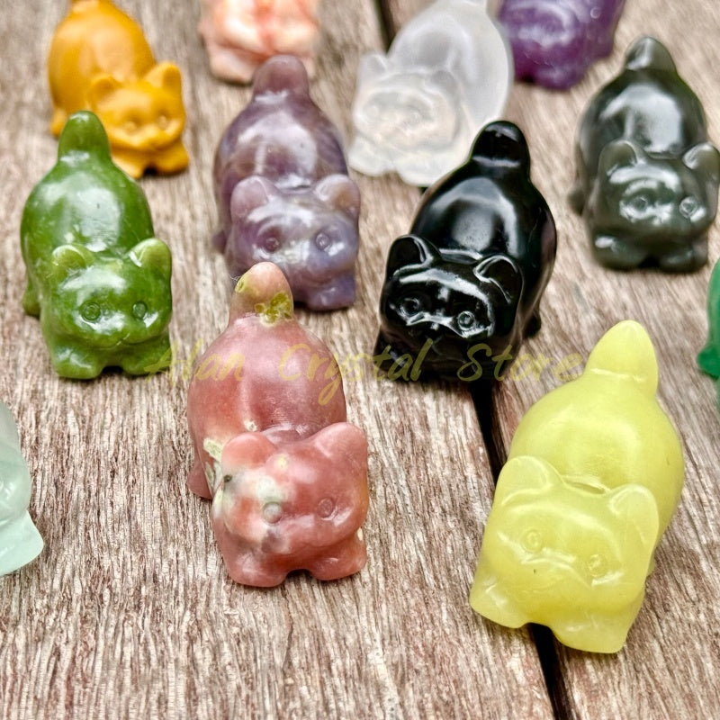 Natural Crystal Quartz Cat Carving.10PCS
