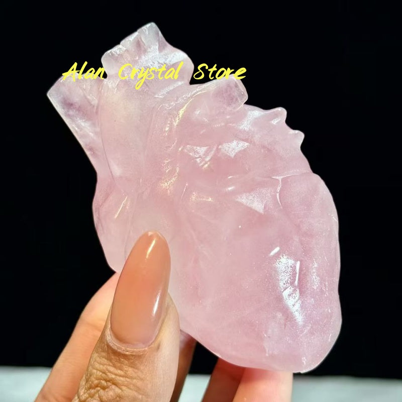 Rose Quartz Heart Carving