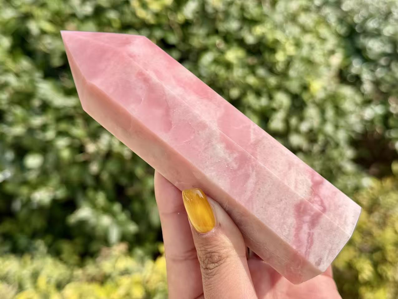 Natural Pink Opal Tower,Hand Carved Obelisk.1PC