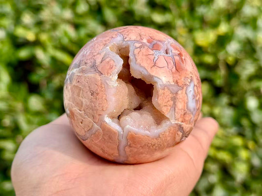 Natural Pink Sakura Agate Sphere.Geode Agate Ball.Crystal Quartz Ball.