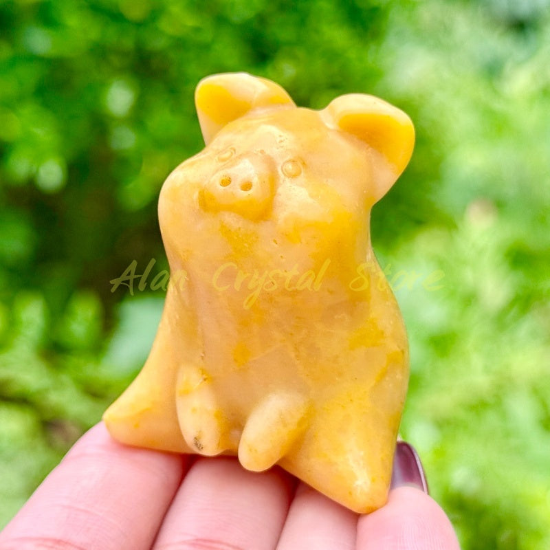 Natural Yellow Jade Pig Carving.1PC