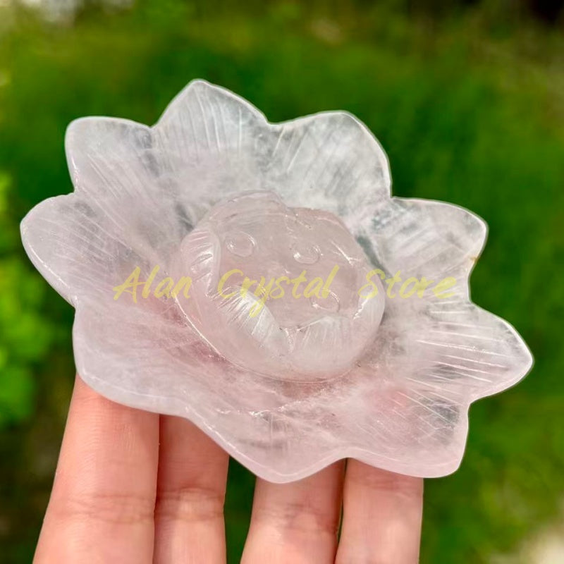 Natural Rose Quartz Lotus Base 1PC