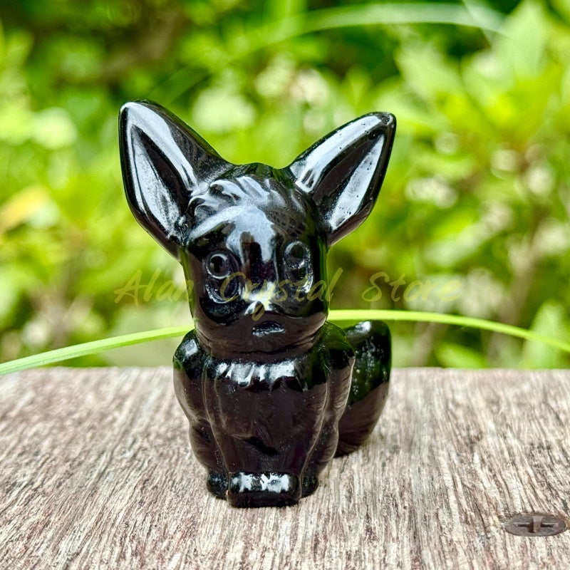 Natural Obsidian Eevee,Pokemon Carving.1PC