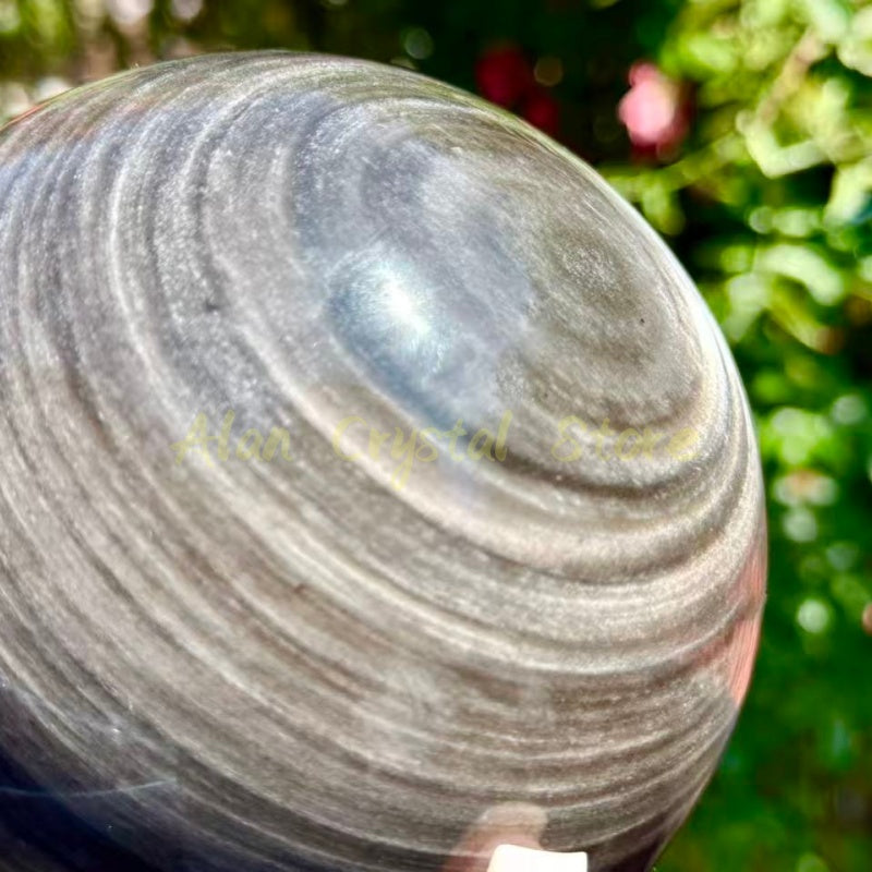 Big Silver Obsidian Sphere