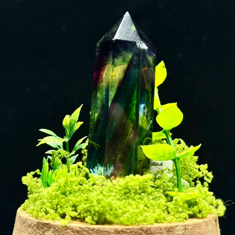 Natural Rainbow Fluorite Night Lamp.Mushroom Night Light.