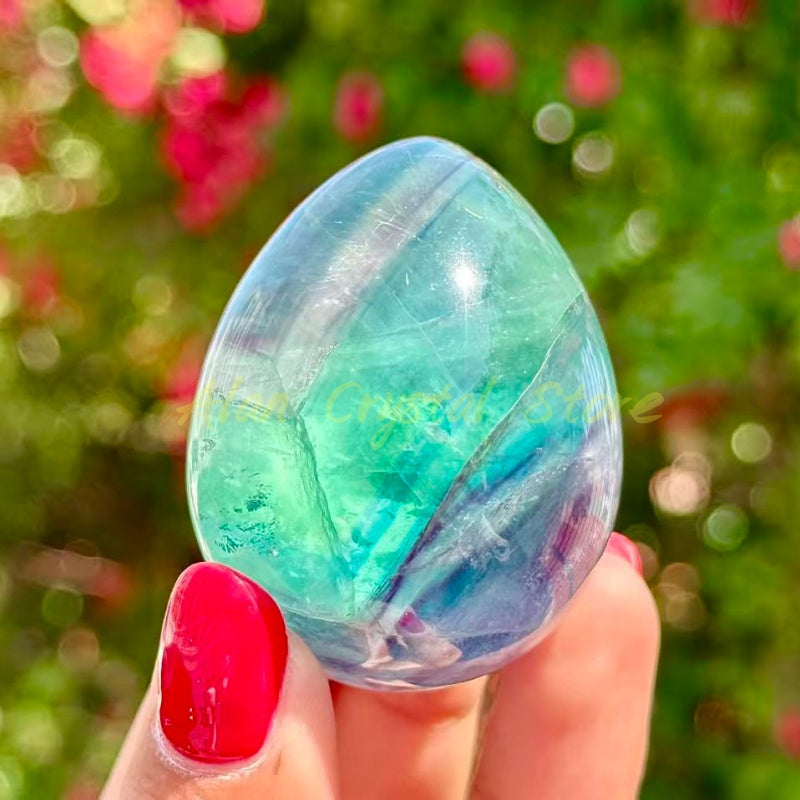 Rainbow Fluorite Egg Carving