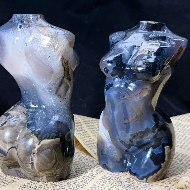 Natural Volcanic Agate Female Model Carving.