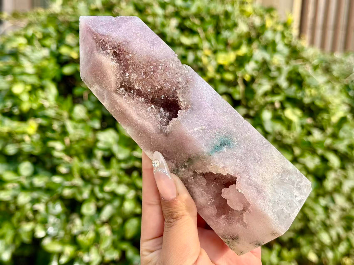 100g+ Natural Pink Purple Sakura Agate Tower,High quality Agate Geode Obelisk.