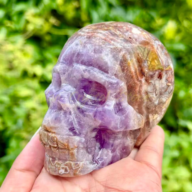 Amethyst Agate Skull Carving