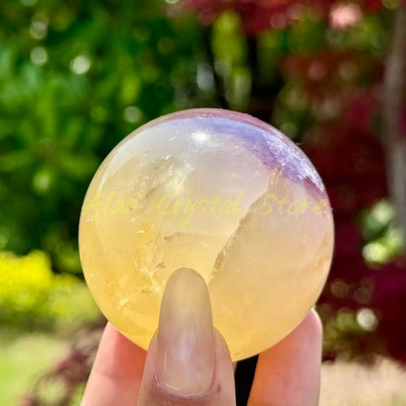 Rainbow Yellow Fluorite Sphere