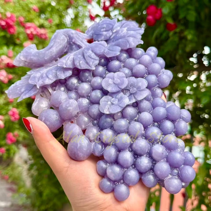 Natural Lepidolite Grape Carving