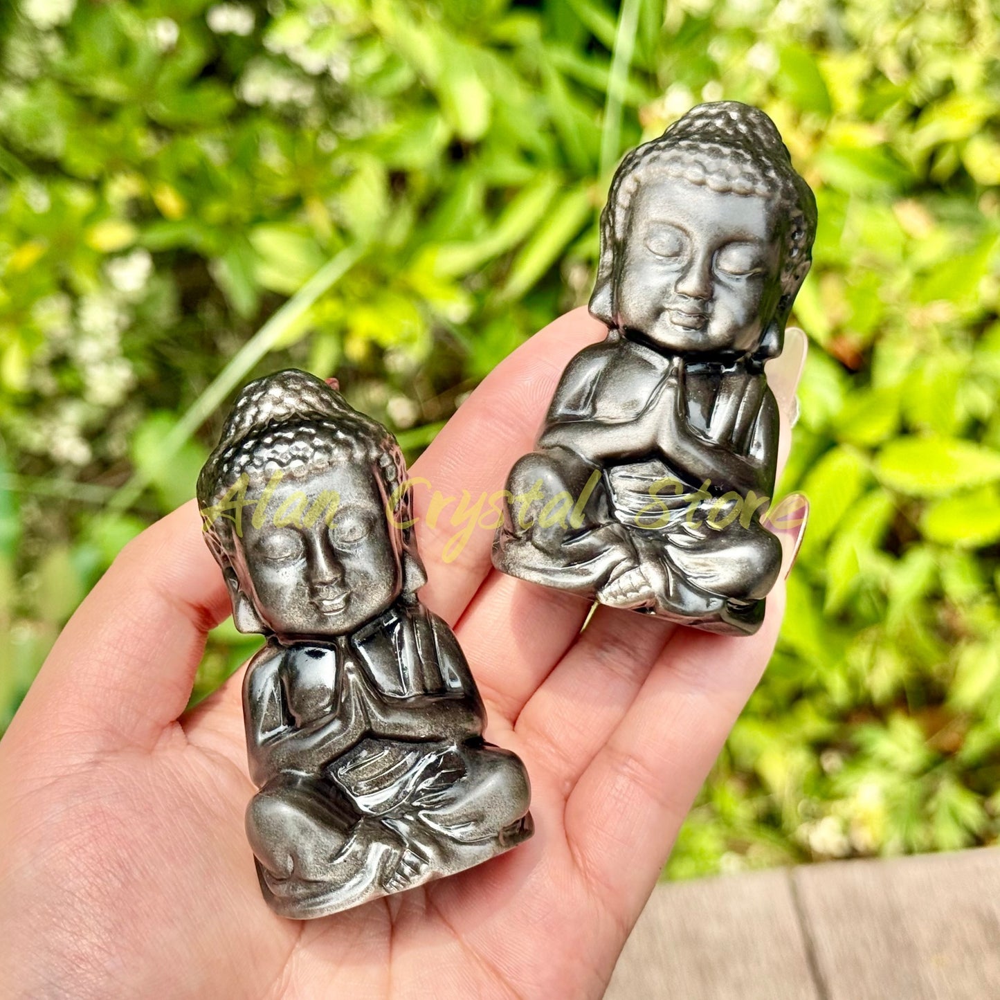 Natural Silver Obsidian Buddha Carving.1PC