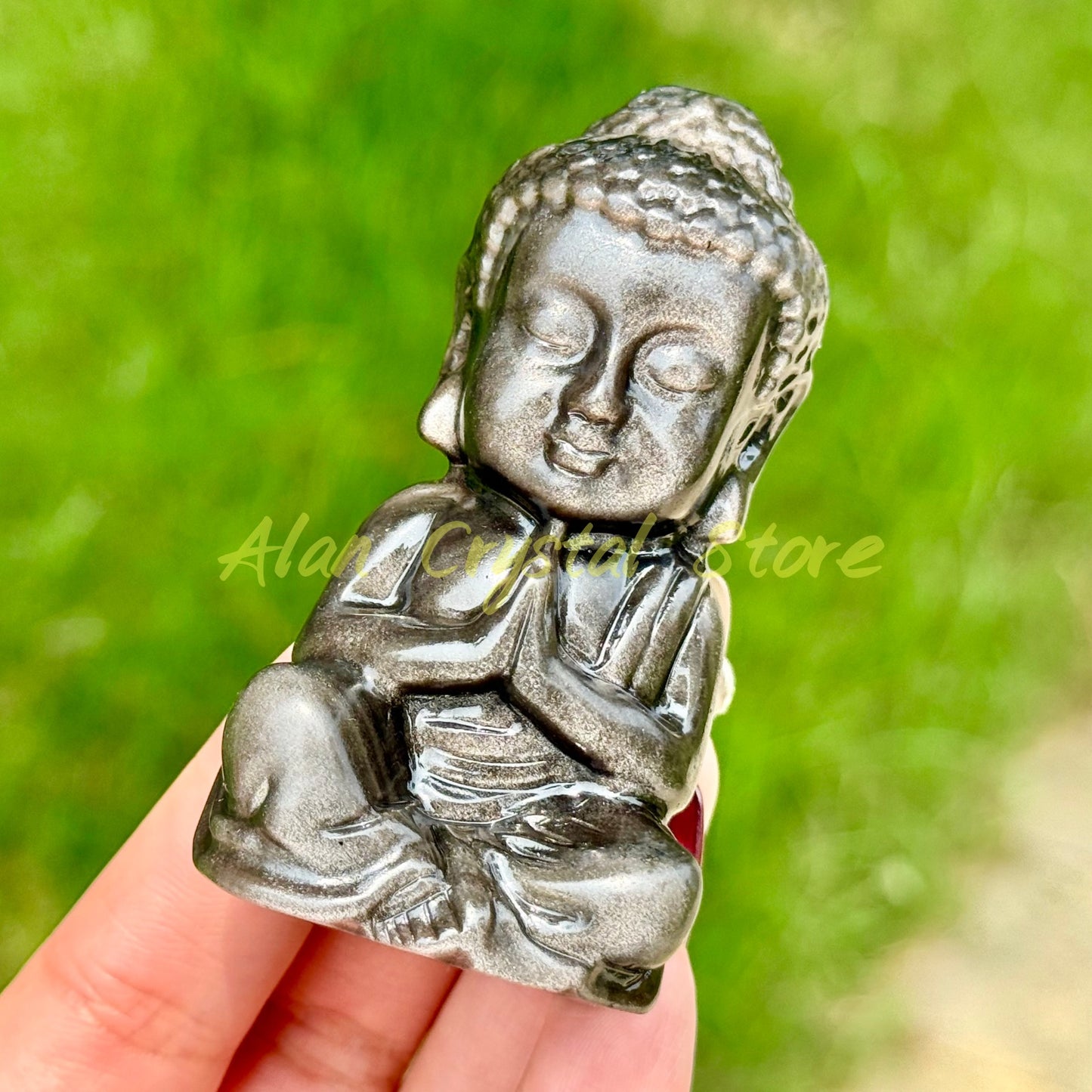 Natural Silver Obsidian Buddha Carving.1PC