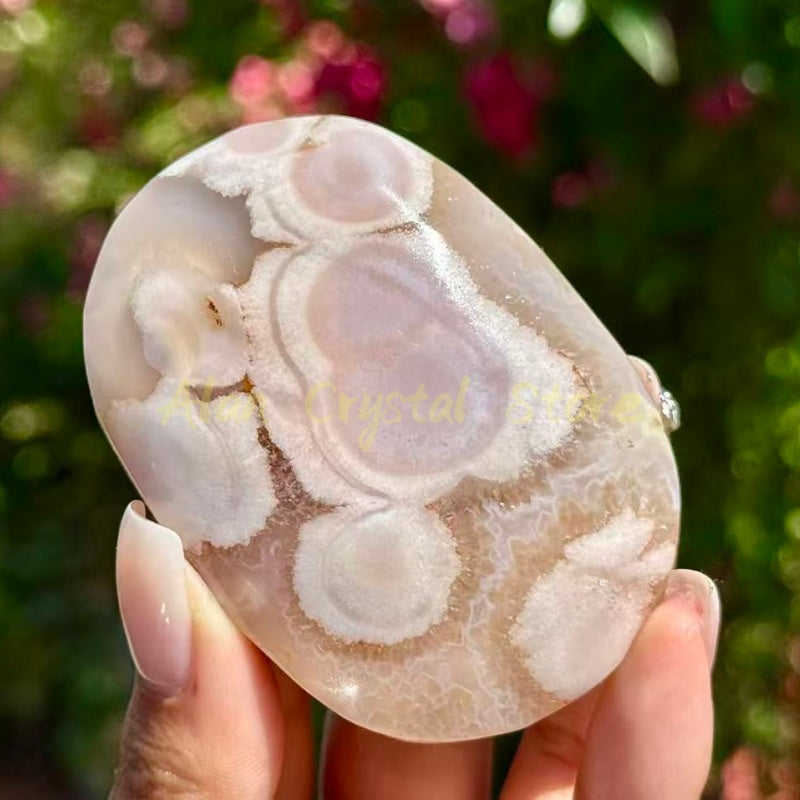 Cherry Blossom Agate Palm Stone