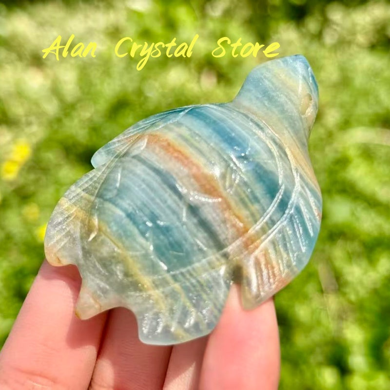 Blue Onyx Turtle Carving