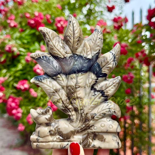 Volcano Agate Nine-tailed Fox Carving