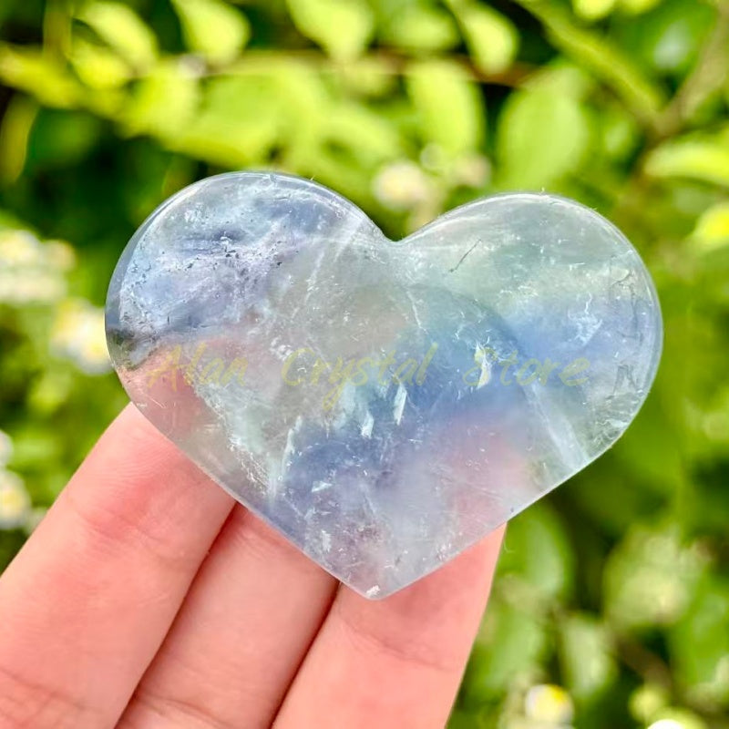 Natural Blue Fluorite Heart.