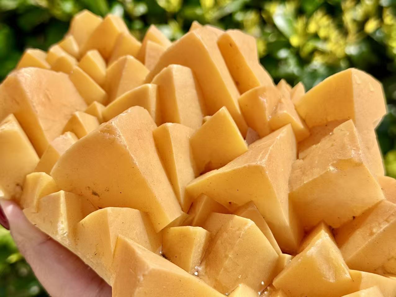 Large Natural Orange Calcite Crystal Cluster, Rare Geometric Calcite Mineral Specimen, Raw Crystal Home Decor