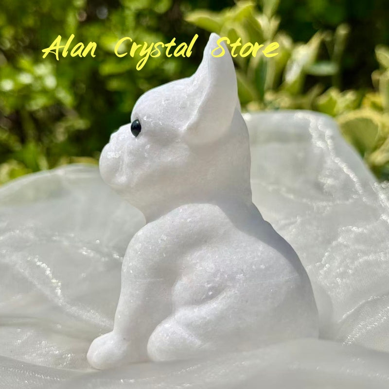White Jade French Bulldog Big Carving