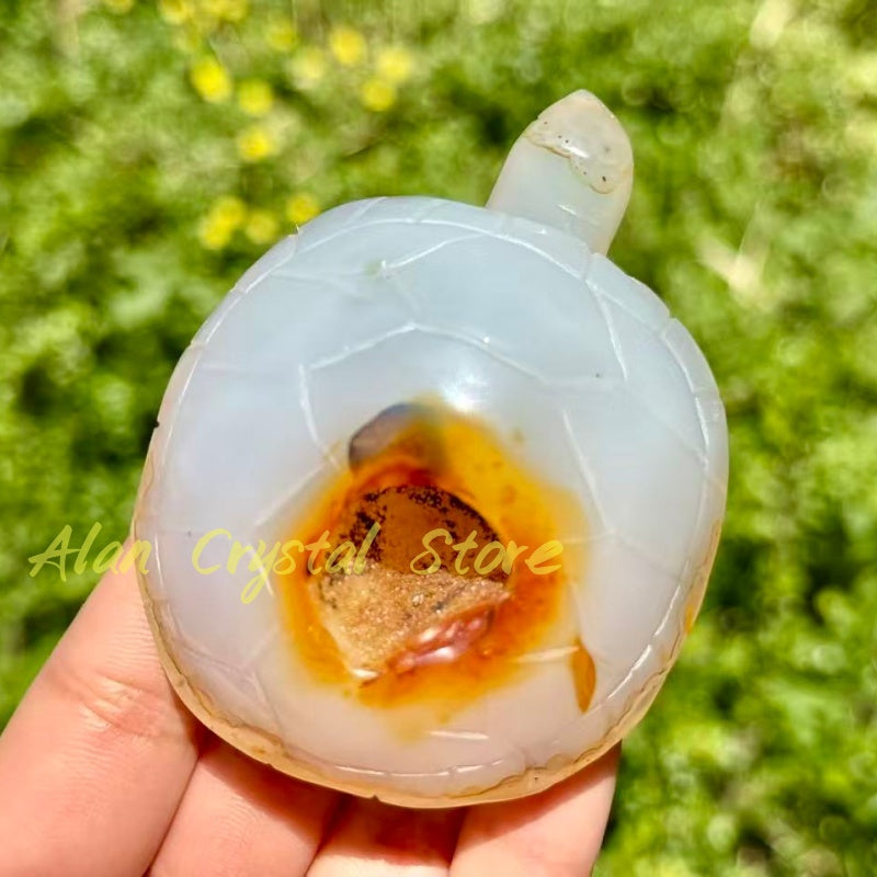 3" Natural Agate Geode Turtle.