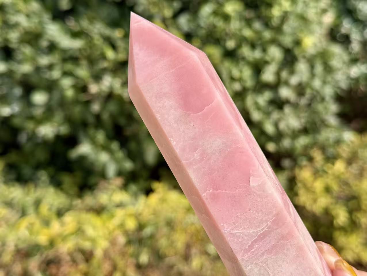 Natural Pink Opal Tower,Hand Carved Obelisk.1PC