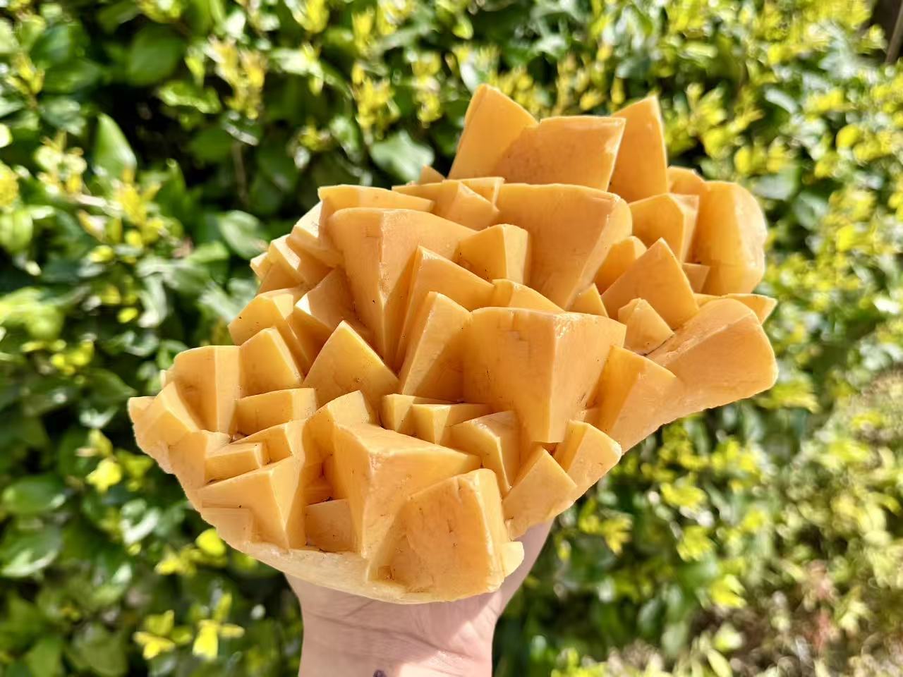 Large Natural Orange Calcite Crystal Cluster, Rare Geometric Calcite Mineral Specimen, Raw Crystal Home Decor