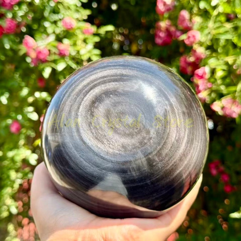 Big Silver Obsidian Sphere