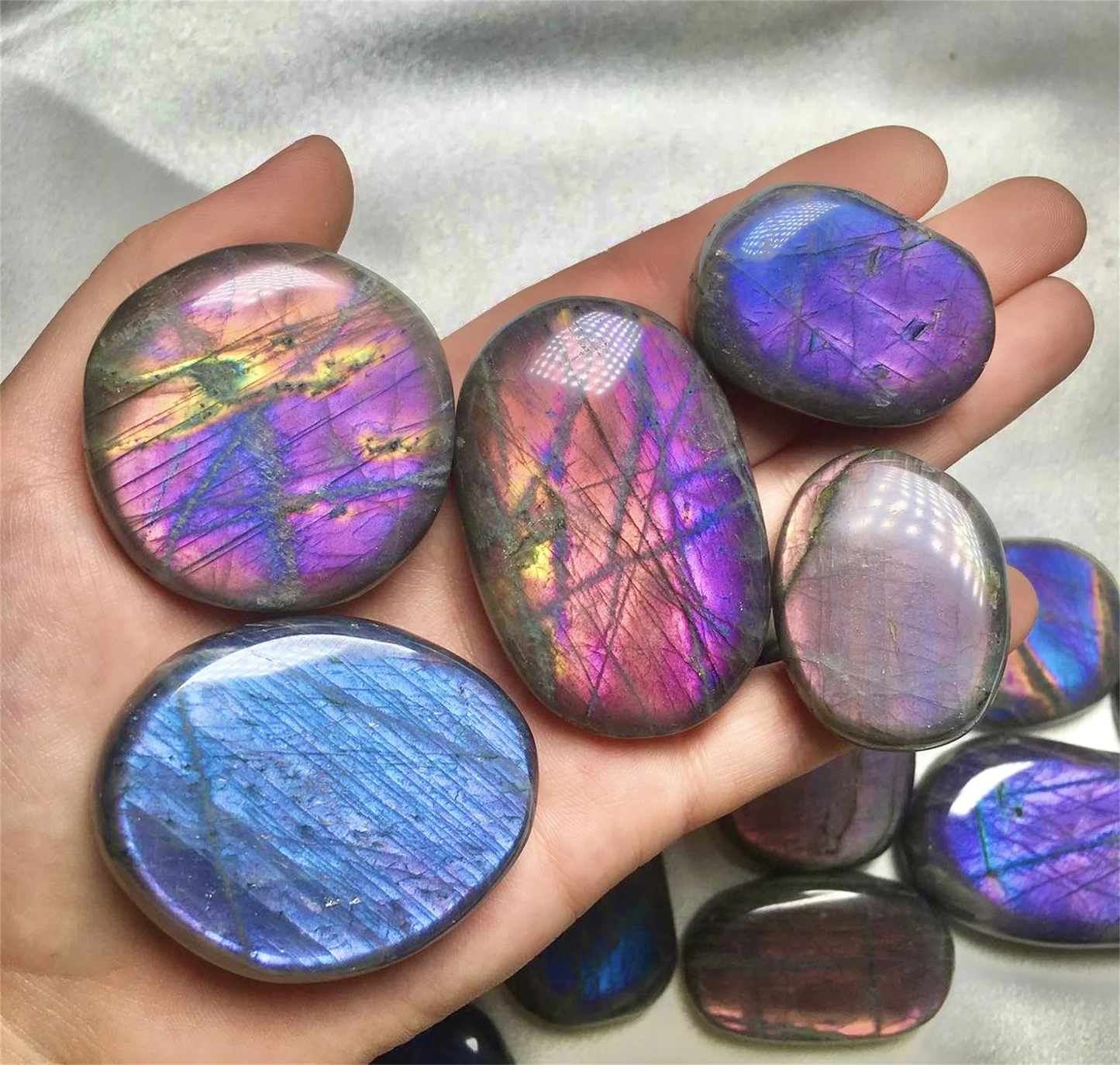 Natural Labradorite Palm Stone,High Quality Labradorite Worry Stone.1PC