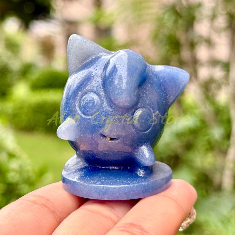 Natural Blue Aventurine Jigglypuff Carving.1PC