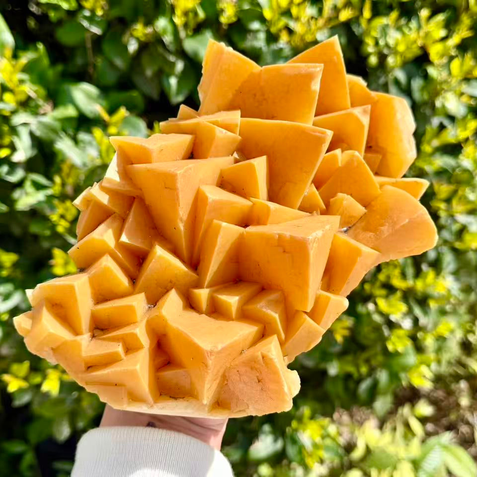 Large Natural Orange Calcite Crystal Cluster, Rare Geometric Calcite M ...