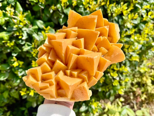 Large Natural Orange Calcite Crystal Cluster, Rare Geometric Calcite Mineral Specimen, Raw Crystal Home Decor
