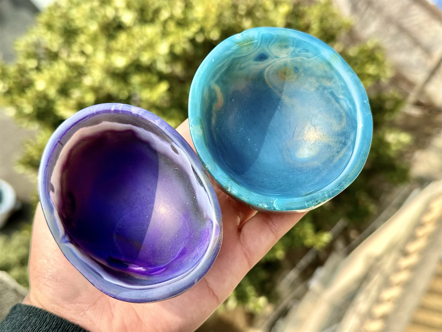 3 inches+ Rainbow Agate Bowl.Hand Carved Bowl.