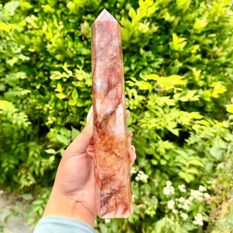 Natural Red fire Quartz Tower,large size crystal Tower.