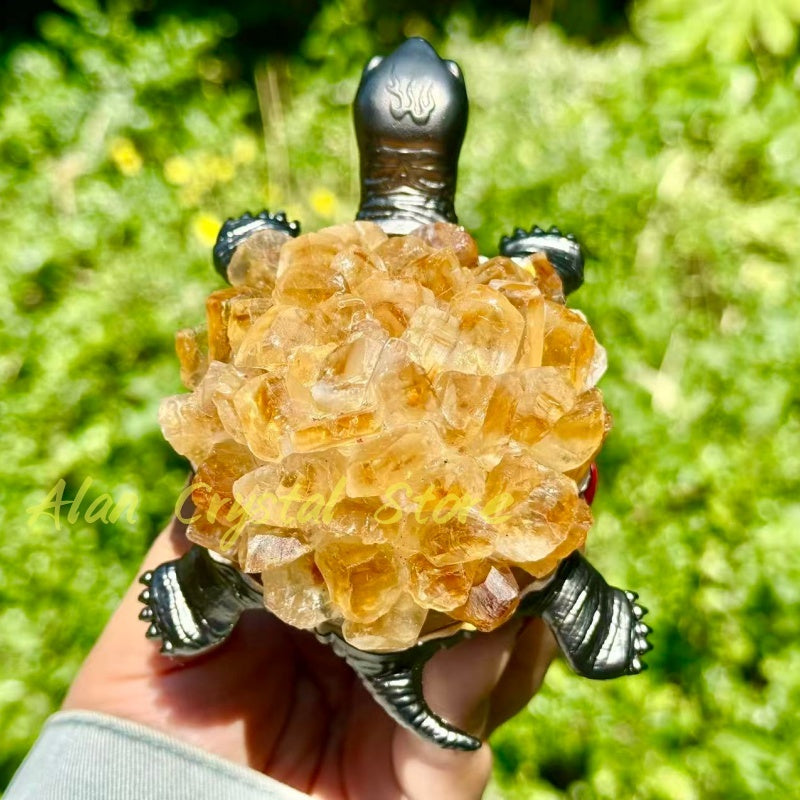 Natural Citrine Cluster Turtle.