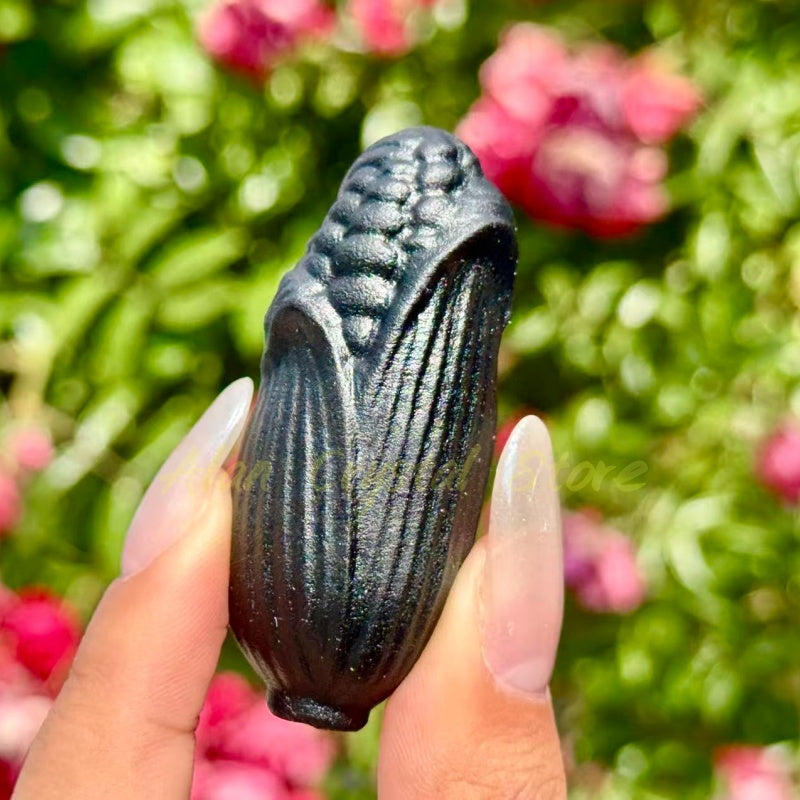 Black Obsidian Corn Carving