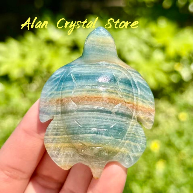 Blue Onyx Turtle Carving