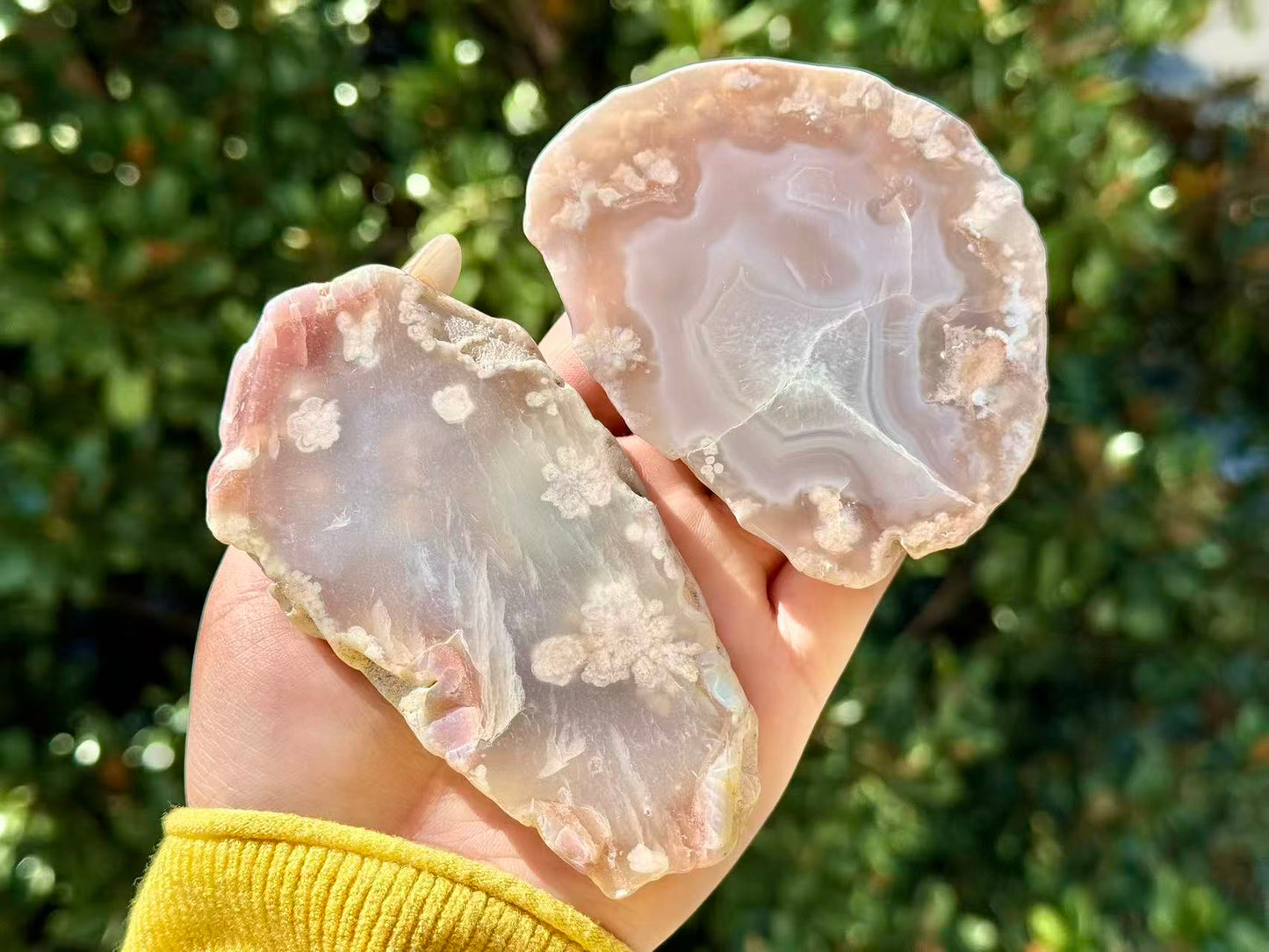 Natural Sakura Agate Slice,Crystal Quartz Slice.
