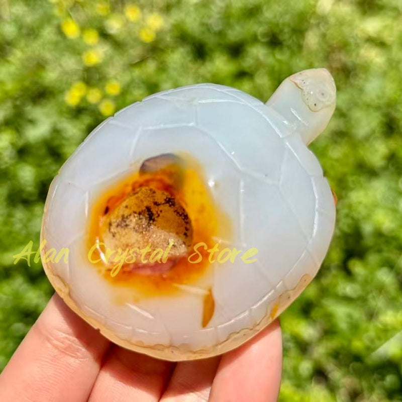 3" Natural Agate Geode Turtle.