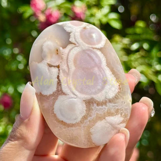 Cherry Blossom Agate Palm Stone