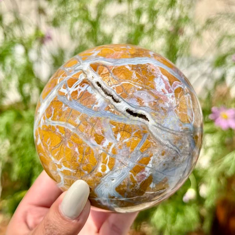Yellow Stripe Agate Sphere