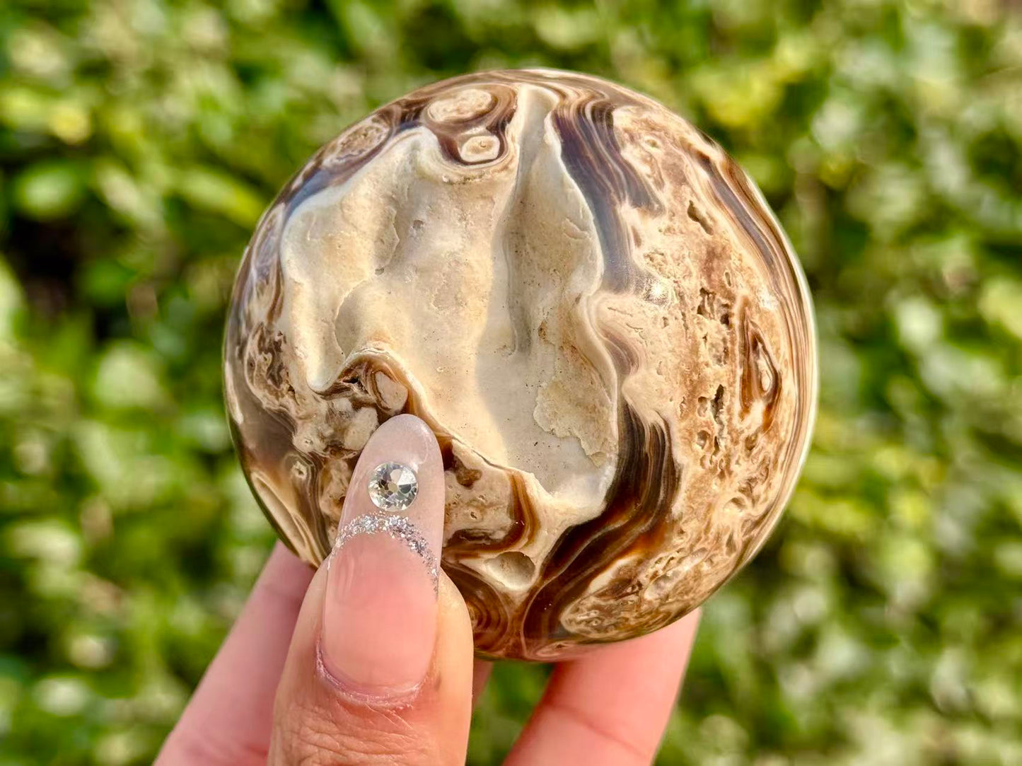 Natural Amber Calcite Sphere，High Quality Hand Carved Ball.