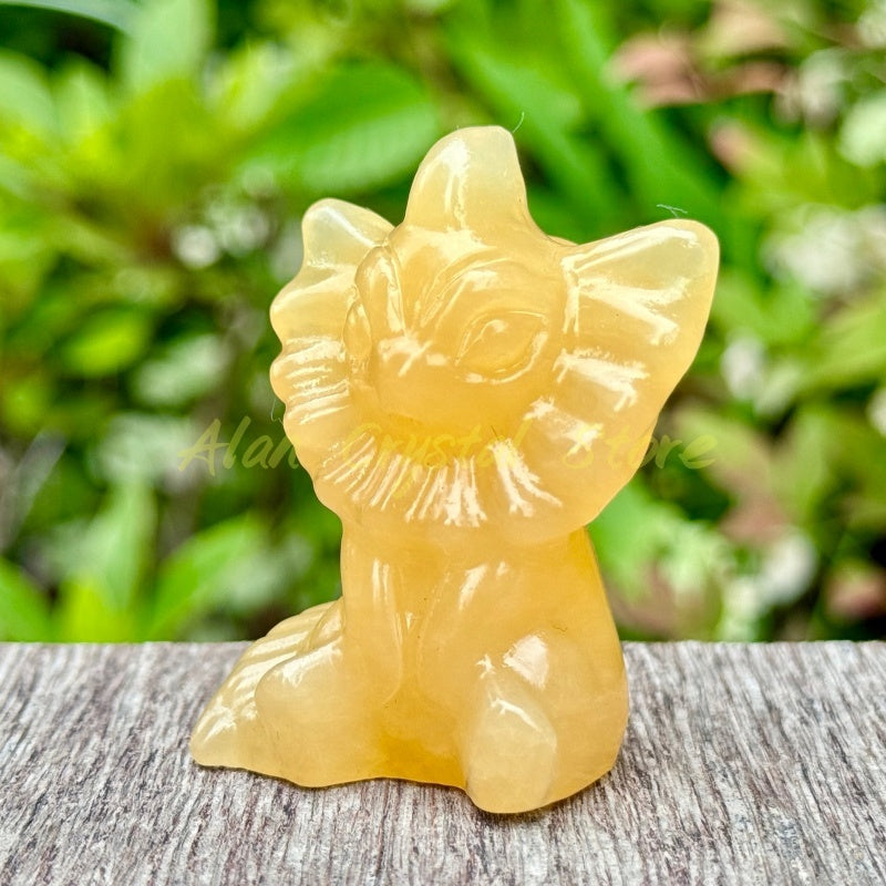Natural Yellow Calcite Vaporeon Carving.1PC