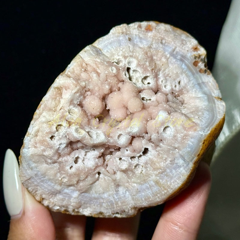 Natural Pink Purple Agate Geode Specimen.