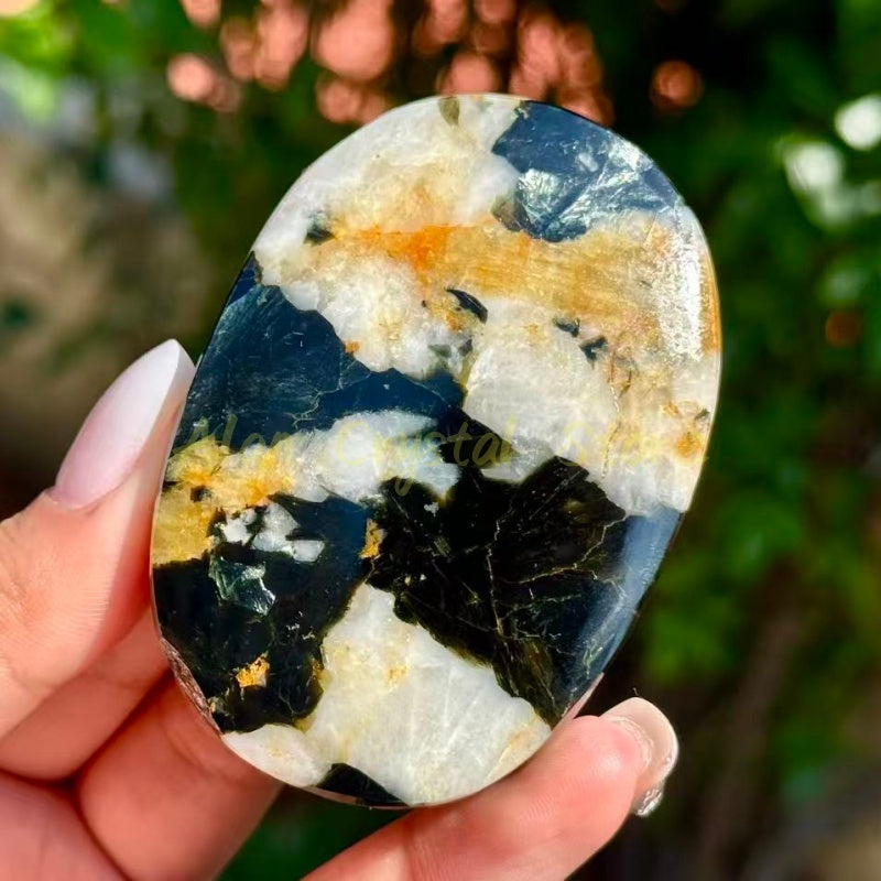 Yellow Tourmaline Mica Palm Stone