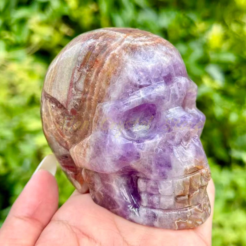 Amethyst Agate Skull Carving