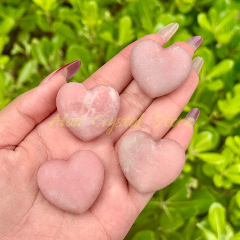 Natural Pink Opal Heart Carving.1PC