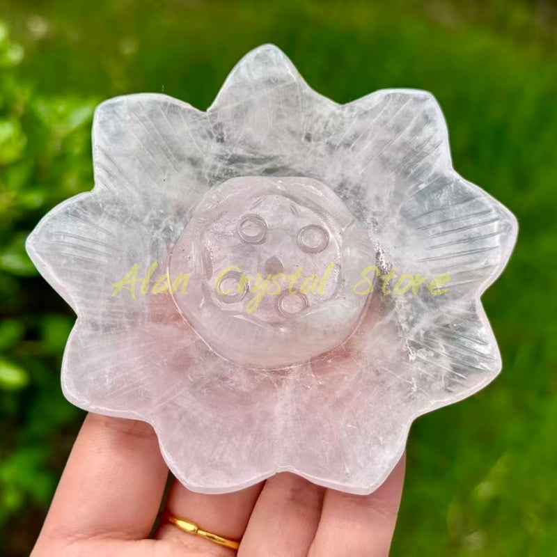 Natural Rose Quartz Lotus Base 1PC